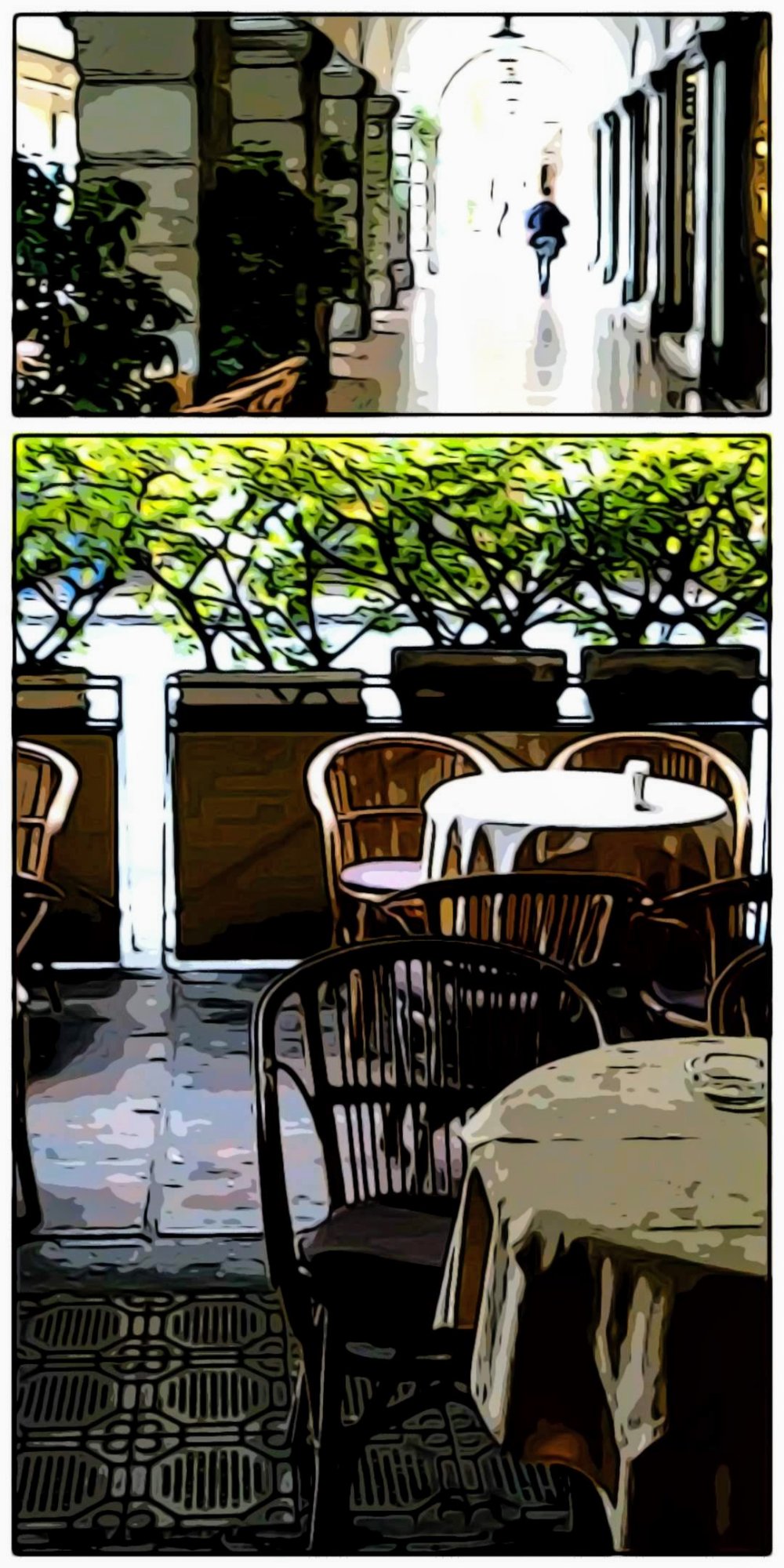 PARTICOLARE DEI TAVOLINI ALL'ESTERNO